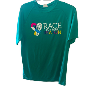 augusta sports ware teal race for your reason dri fit running athletic t shirt